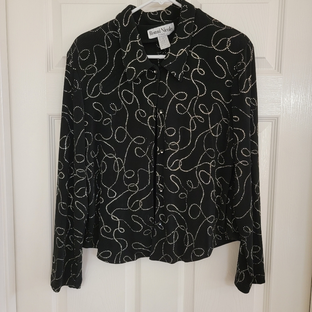 Vintage Ronni Nicole Glitter Swirl Open Back Jacket